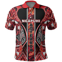 Aotearoa Ngapuhi Polo Shirt Maori Red Tribal Paua Shell Pattern DT05 Red - Polynesian Pride