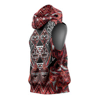 Aotearoa Ngapuhi Sleeveless Hoodie Maori Red Tribal Paua Shell Pattern DT05 - Polynesian Pride