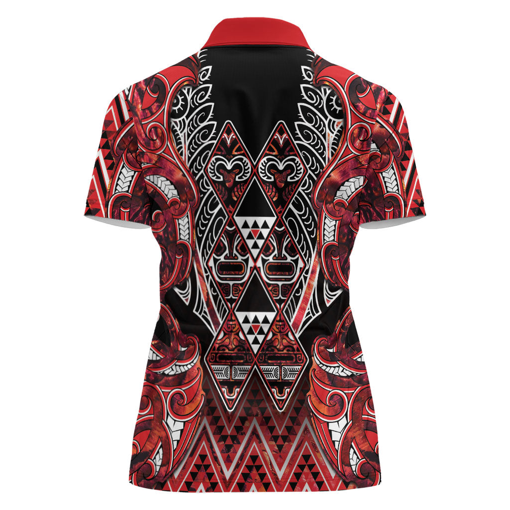 Aotearoa Ngapuhi Women Polo Shirt Maori Red Tribal Paua Shell Pattern DT05 - Polynesian Pride