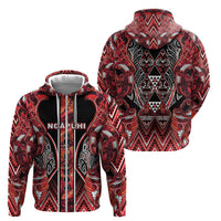 Aotearoa Ngapuhi Zip Hoodie Maori Red Tribal Paua Shell Pattern DT05 - Polynesian Pride