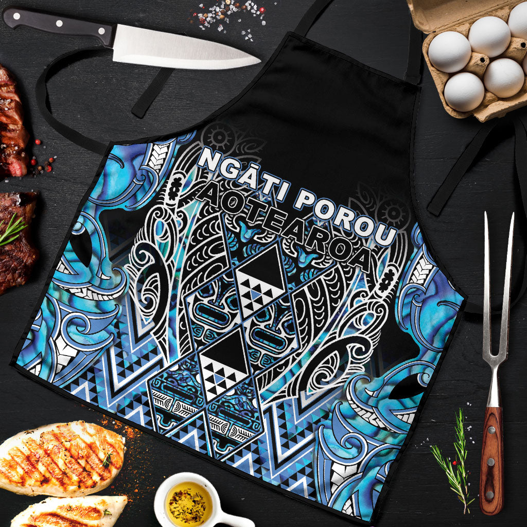 Aotearoa Ngati Porou Apron Maori Light Blue Tribal Paua Shell Pattern DT05 Blue - Polynesian Pride