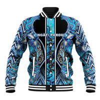 Aotearoa Ngati Porou Baseball Jacket Maori Light Blue Tribal Paua Shell Pattern DT05 Unisex Blue - Polynesian Pride