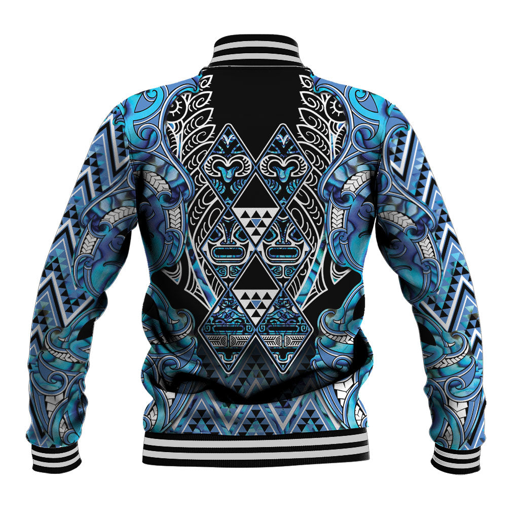 Aotearoa Ngati Porou Baseball Jacket Maori Light Blue Tribal Paua Shell Pattern DT05 - Polynesian Pride