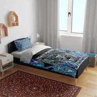 Aotearoa Ngati Porou Bedding Set Maori Light Blue Tribal Paua Shell Pattern DT05 - Polynesian Pride
