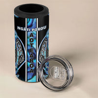 Aotearoa Ngati Porou 4 in 1 Can Cooler Tumbler Maori Light Blue Tribal Paua Shell Pattern DT05 - Polynesian Pride