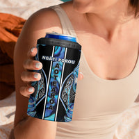 Aotearoa Ngati Porou 4 in 1 Can Cooler Tumbler Maori Light Blue Tribal Paua Shell Pattern DT05 - Polynesian Pride