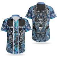 Aotearoa Ngati Porou Couples Matching Tank Maxi Dress and Hawaiian Shirt Maori Light Blue Tribal Paua Shell Pattern DT05 - Polynesian Pride