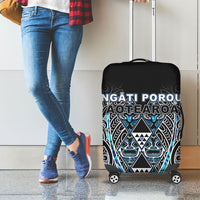 Aotearoa Ngati Porou Luggage Cover Maori Light Blue Tribal Paua Shell Pattern DT05 - Polynesian Pride