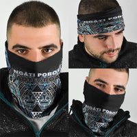 Aotearoa Ngati Porou Neck Gaiter Maori Light Blue Tribal Paua Shell Pattern DT05 - Polynesian Pride