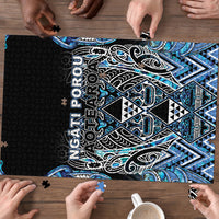 Aotearoa Ngati Porou Puzzle Maori Light Blue Tribal Paua Shell Pattern DT05 - Polynesian Pride
