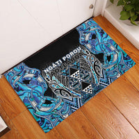 Aotearoa Ngati Porou Rubber Doormat Maori Light Blue Tribal Paua Shell Pattern DT05 - Polynesian Pride