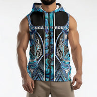 Aotearoa Ngati Porou Sleeveless Zip Hoodie Maori Light Blue Tribal Paua Shell Pattern DT05 - Polynesian Pride
