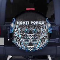 Aotearoa Ngati Porou Spare Tire Cover Maori Light Blue Tribal Paua Shell Pattern DT05 No hole Blue - Polynesian Pride