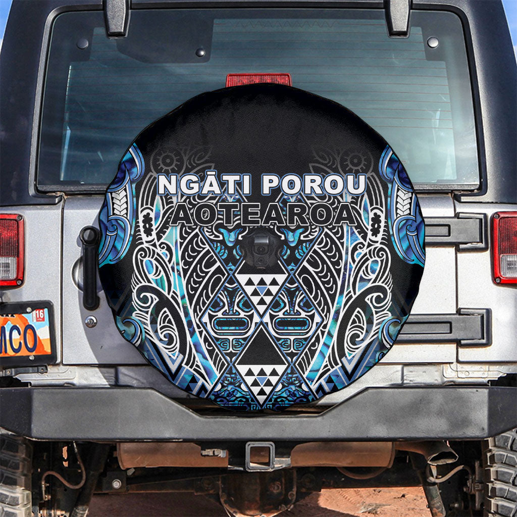 Aotearoa Ngati Porou Spare Tire Cover Maori Light Blue Tribal Paua Shell Pattern DT05 Blue - Polynesian Pride