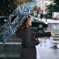 Aotearoa Ngati Porou Umbrella Maori Light Blue Tribal Paua Shell Pattern DT05 - Polynesian Pride