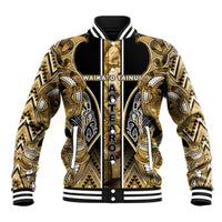 Aotearoa Waikato Tainui Baseball Jacket Maori Light Gold Tribal Paua Shell Pattern DT05 Unisex Yellow - Polynesian Pride