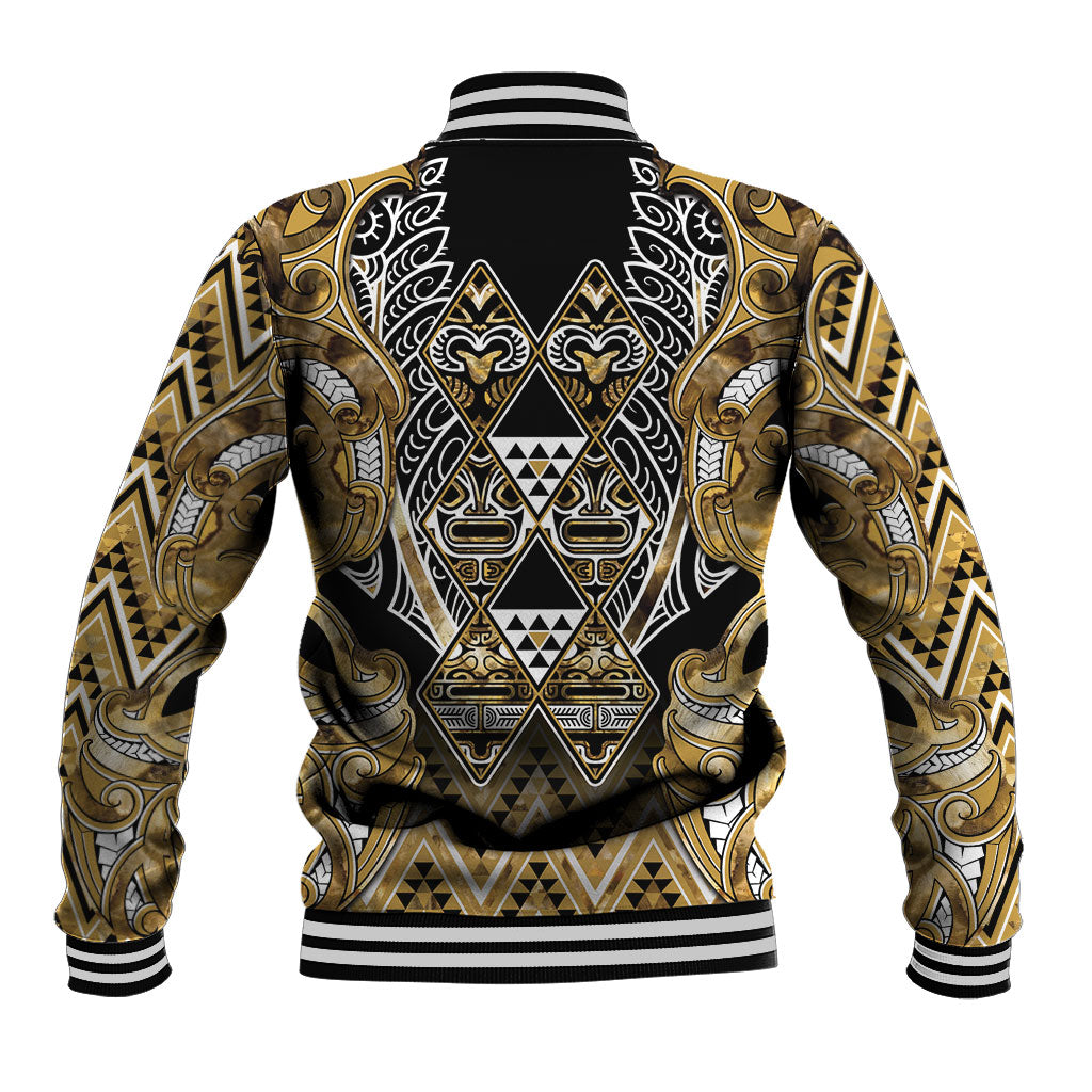 Aotearoa Waikato Tainui Baseball Jacket Maori Light Gold Tribal Paua Shell Pattern DT05 - Polynesian Pride