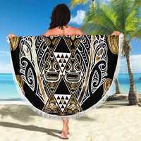 Aotearoa Waikato Tainui Beach Blanket Maori Light Gold Tribal Paua Shell Pattern DT05 - Polynesian Pride