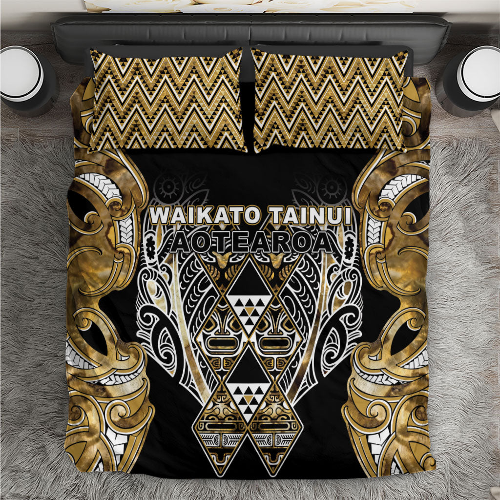 Aotearoa Waikato Tainui Bedding Set Maori Light Gold Tribal Paua Shell Pattern DT05 Yellow - Polynesian Pride