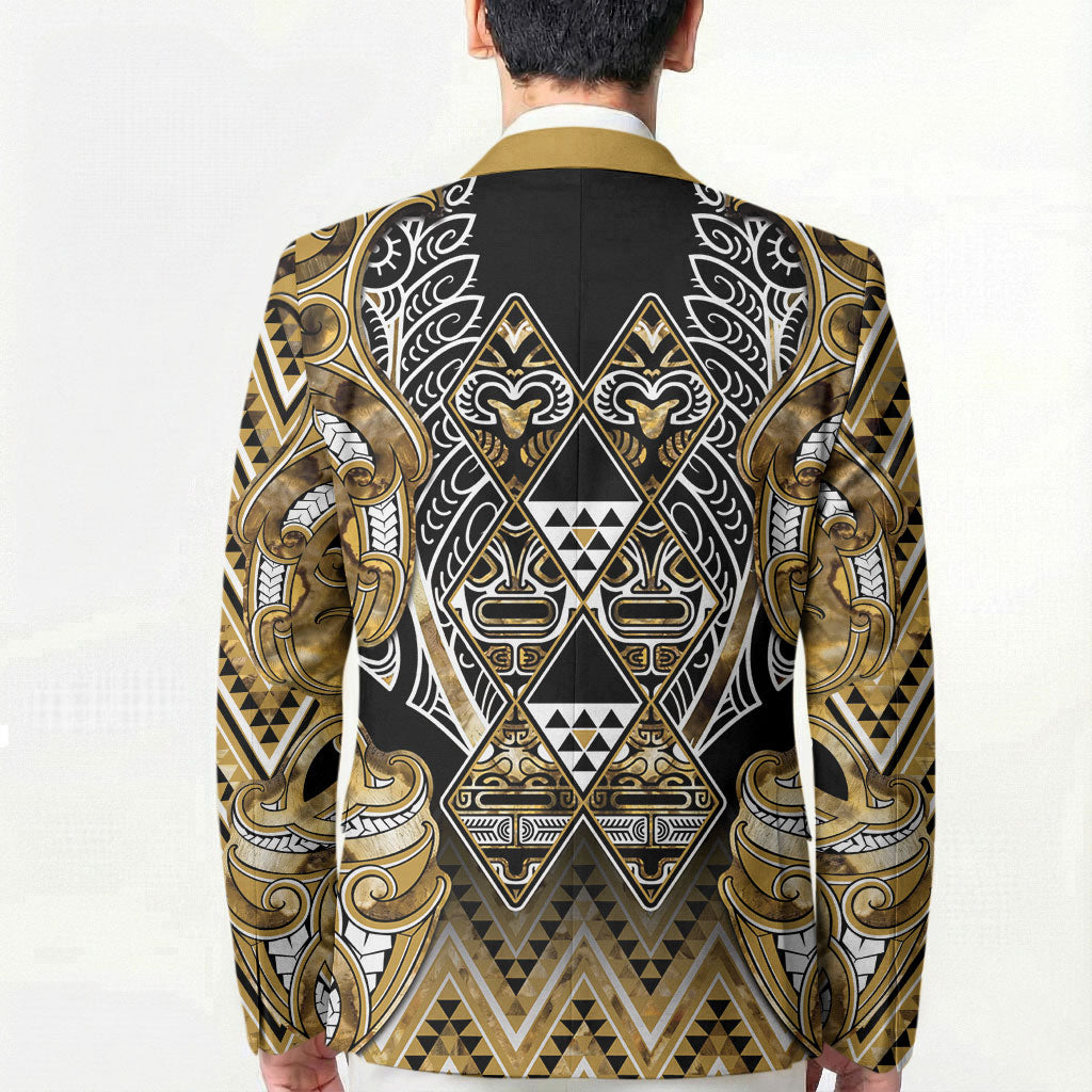 Aotearoa Waikato Tainui Blazer Maori Light Gold Tribal Paua Shell Pattern DT05 - Polynesian Pride