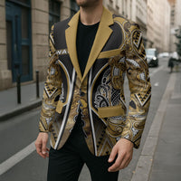 Aotearoa Waikato Tainui Blazer Maori Light Gold Tribal Paua Shell Pattern DT05 - Polynesian Pride