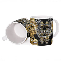 Aotearoa Waikato Tainui Ceramic Mug Maori Light Gold Tribal Paua Shell Pattern DT05 - Polynesian Pride