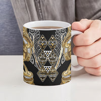 Aotearoa Waikato Tainui Ceramic Mug Maori Light Gold Tribal Paua Shell Pattern DT05 - Polynesian Pride