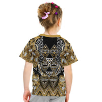 Aotearoa Waikato Tainui Kid T Shirt Maori Light Gold Tribal Paua Shell Pattern DT05 - Polynesian Pride