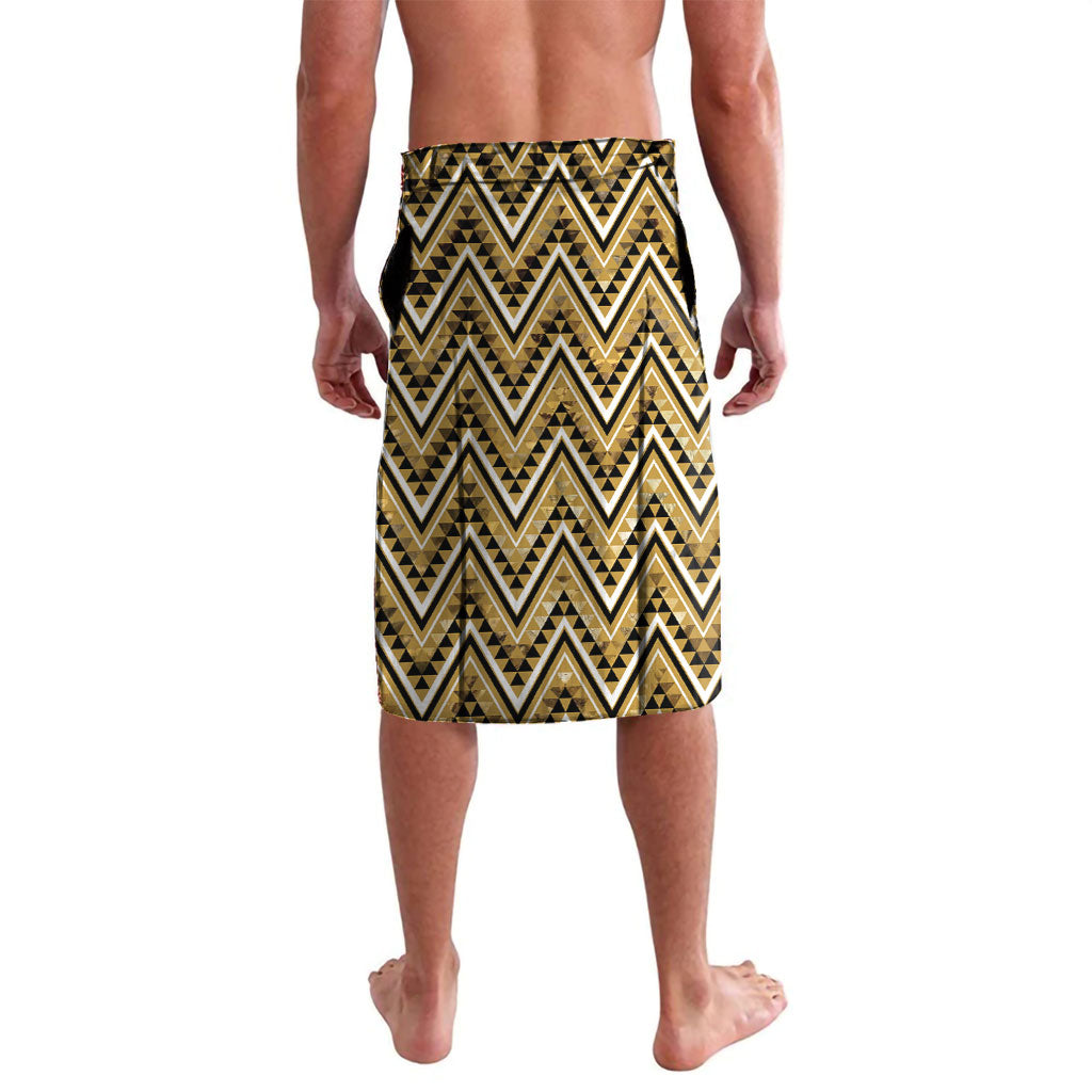 Aotearoa Waikato Tainui Lavalava Maori Light Gold Tribal Paua Shell Pattern DT05 - Polynesian Pride
