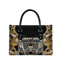 Aotearoa Waikato Tainui Leather Bag Maori Light Gold Tribal Paua Shell Pattern DT05 - Polynesian Pride