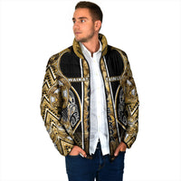Aotearoa Waikato Tainui Padded Jacket Maori Light Gold Tribal Paua Shell Pattern DT05 - Polynesian Pride