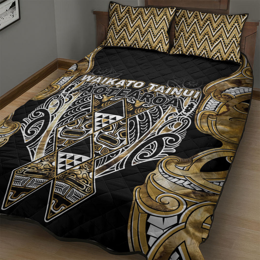 Aotearoa Waikato Tainui Quilt Bed Set Maori Light Gold Tribal Paua Shell Pattern DT05 - Polynesian Pride