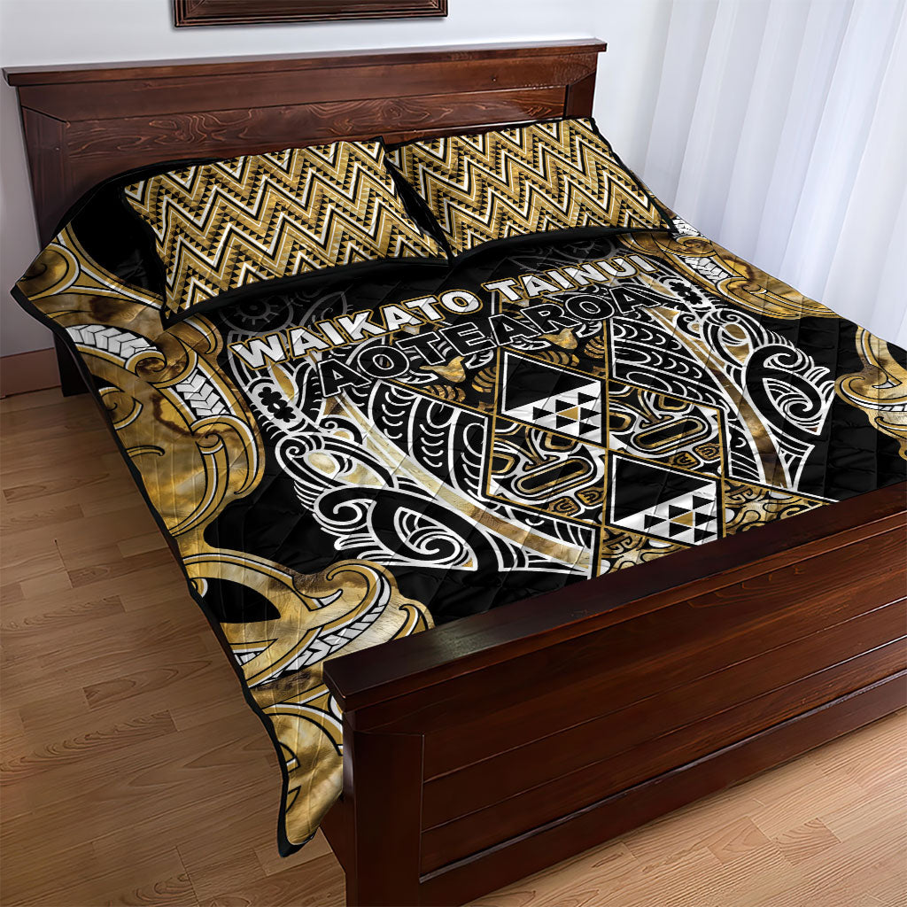 Aotearoa Waikato Tainui Quilt Bed Set Maori Light Gold Tribal Paua Shell Pattern DT05 - Polynesian Pride