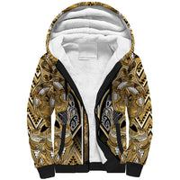 Aotearoa Waikato Tainui Sherpa Hoodie Maori Light Gold Tribal Paua Shell Pattern DT05 Unisex Yellow - Polynesian Pride