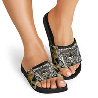 Aotearoa Waikato Tainui Slide Sandals Maori Light Gold Tribal Paua Shell Pattern DT05 - Polynesian Pride
