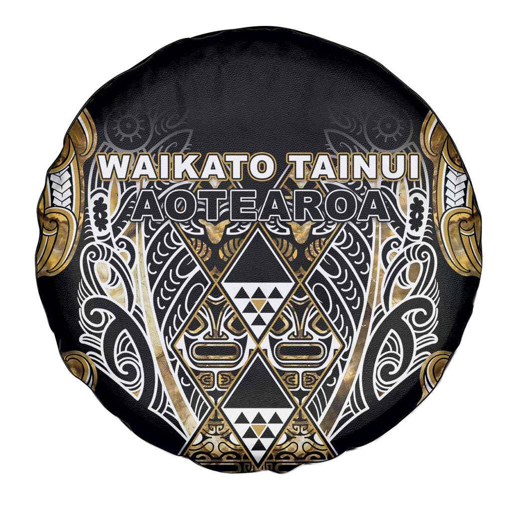 Aotearoa Waikato Tainui Spare Tire Cover Maori Light Gold Tribal Paua Shell Pattern DT05 - Polynesian Pride