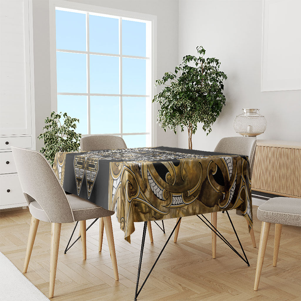 Aotearoa Waikato Tainui Tablecloth Maori Light Gold Tribal Paua Shell Pattern DT05 - Polynesian Pride