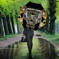 Aotearoa Waikato Tainui Umbrella Maori Light Gold Tribal Paua Shell Pattern DT05 - Polynesian Pride