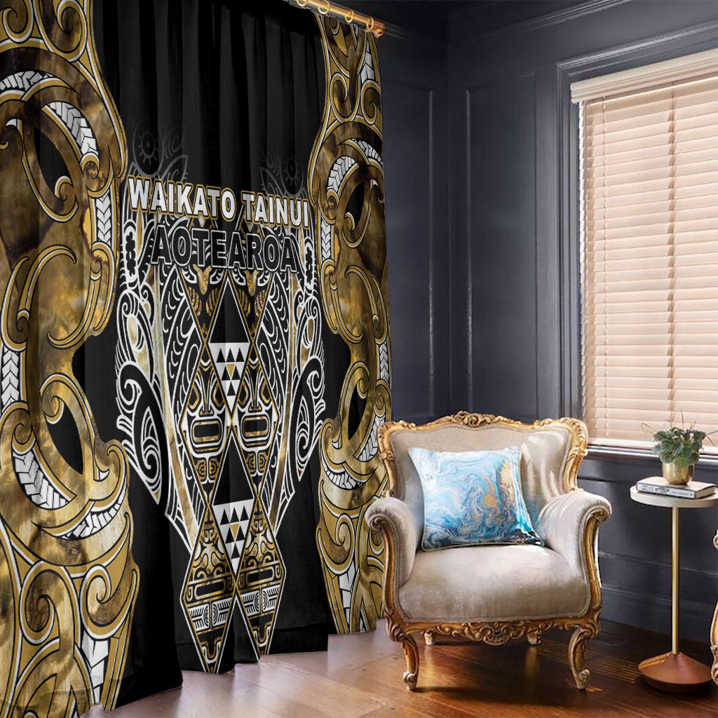 Aotearoa Waikato Tainui Window Curtain Maori Light Gold Tribal Paua Shell Pattern DT05 - Polynesian Pride