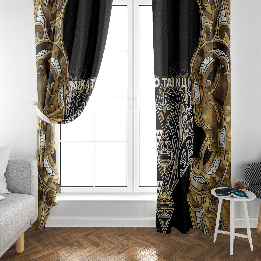 Aotearoa Waikato Tainui Window Curtain Maori Light Gold Tribal Paua Shell Pattern DT05 - Polynesian Pride