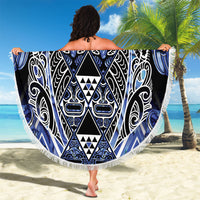Aotearoa Ngati Kahungunu Beach Blanket Maori Tribal Blue Paua Shell Pattern DT05 - Polynesian Pride