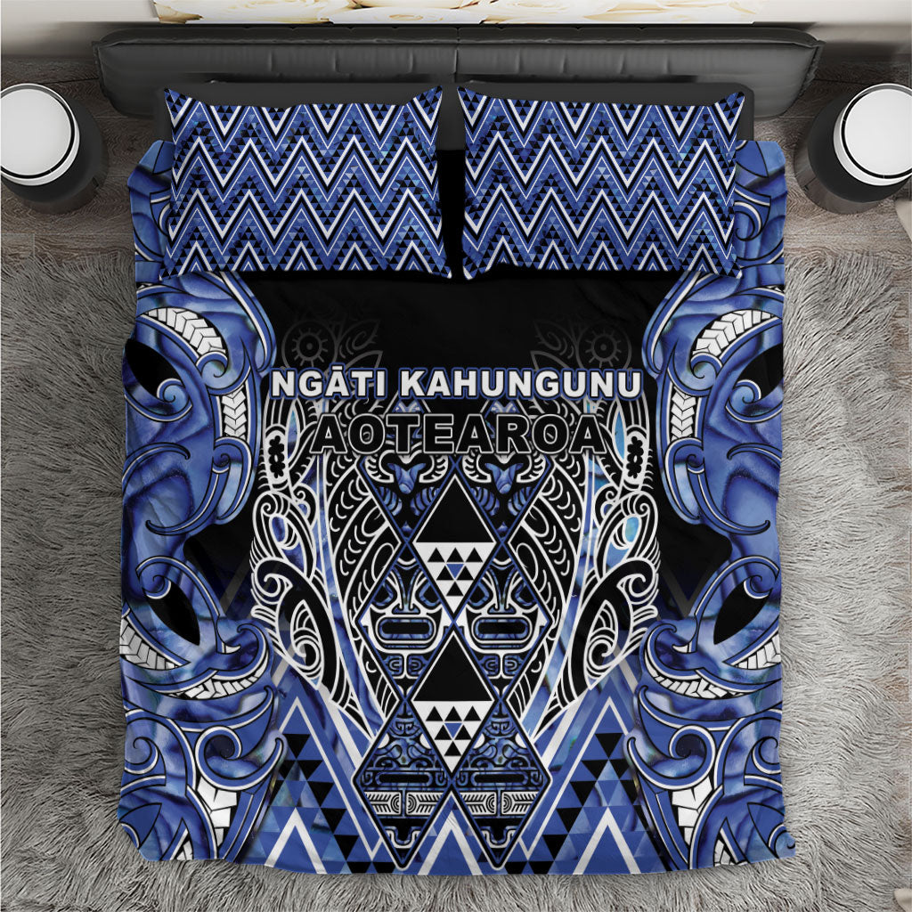 Aotearoa Ngati Kahungunu Bedding Set Maori Tribal Blue Paua Shell Pattern DT05 Blue - Polynesian Pride