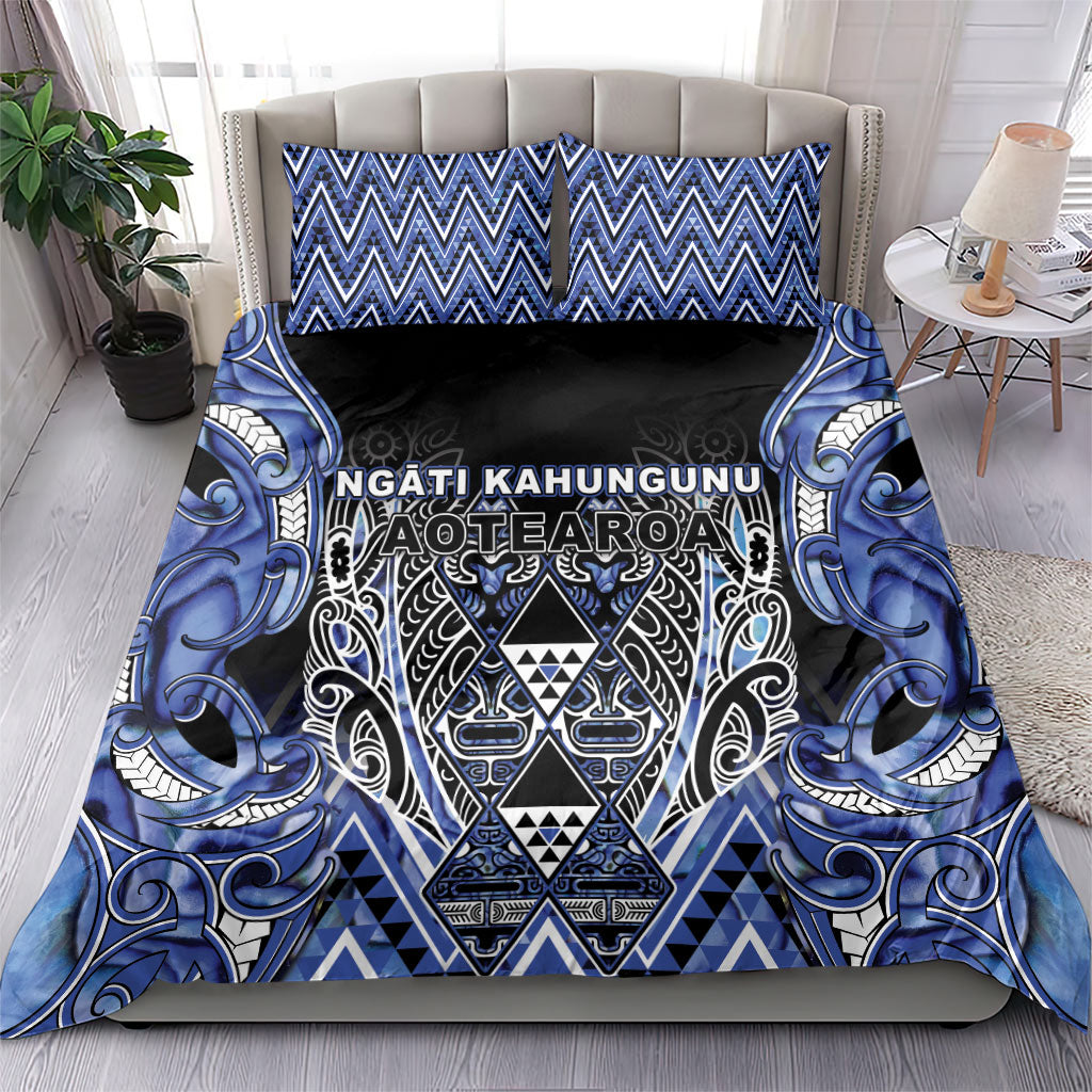 Aotearoa Ngati Kahungunu Bedding Set Maori Tribal Blue Paua Shell Pattern DT05 - Polynesian Pride