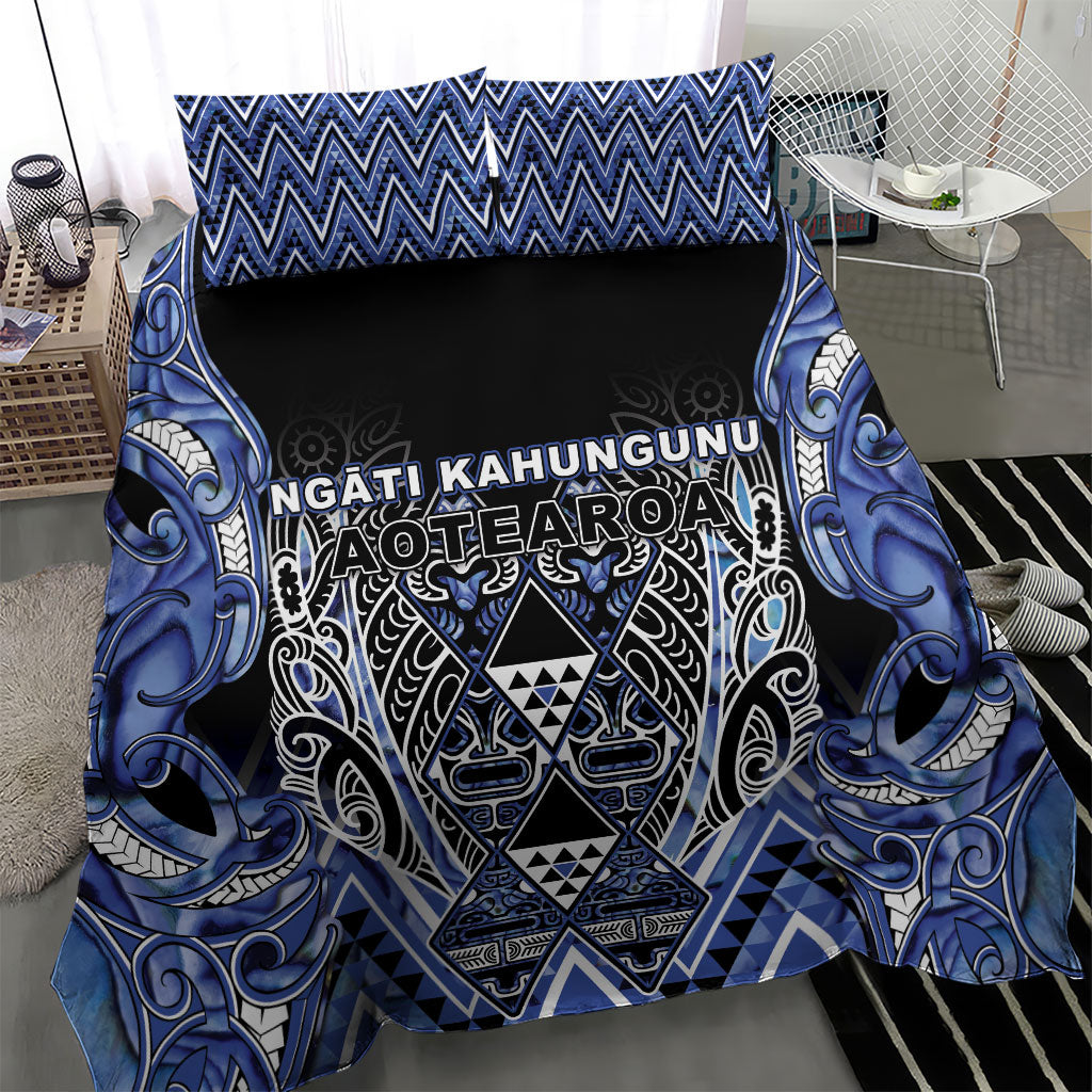 Aotearoa Ngati Kahungunu Bedding Set Maori Tribal Blue Paua Shell Pattern DT05 - Polynesian Pride