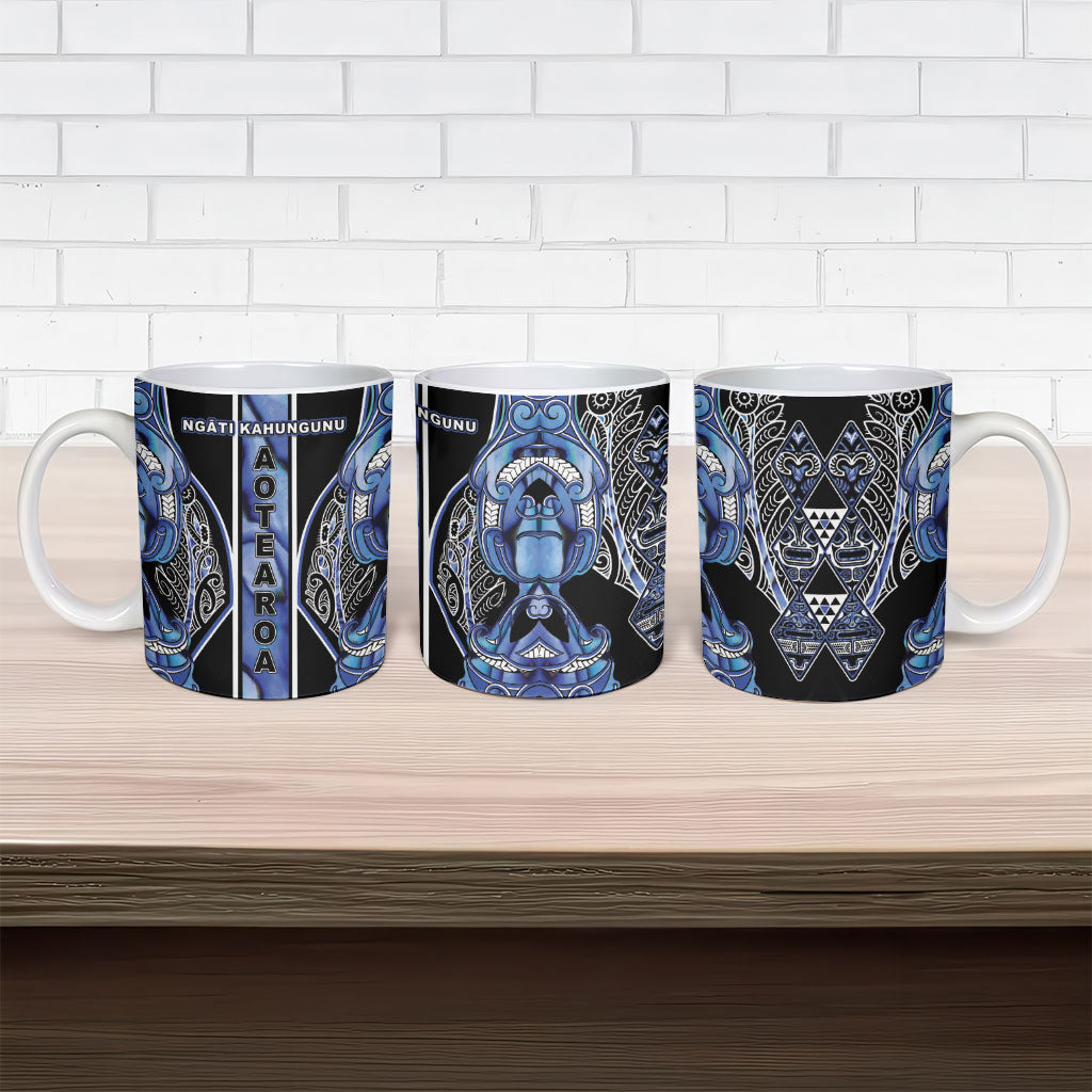 Aotearoa Ngati Kahungunu Ceramic Mug Maori Tribal Blue Paua Shell Pattern DT05 - Polynesian Pride