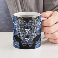 Aotearoa Ngati Kahungunu Ceramic Mug Maori Tribal Blue Paua Shell Pattern DT05 - Polynesian Pride