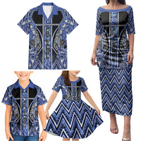 Aotearoa Ngati Kahungunu Family Matching Puletasi and Hawaiian Shirt Maori Tribal Blue Paua Shell Pattern DT05 - Polynesian Pride