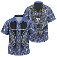 Aotearoa Ngati Kahungunu Family Matching Puletasi and Hawaiian Shirt Maori Tribal Blue Paua Shell Pattern DT05 Son's Shirt Blue - Polynesian Pride