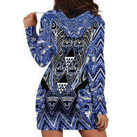 Aotearoa Ngati Kahungunu Hoodie Dress Maori Tribal Blue Paua Shell Pattern DT05 - Polynesian Pride