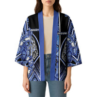 Aotearoa Ngati Kahungunu Kimono Maori Tribal Blue Paua Shell Pattern DT05 - Polynesian Pride